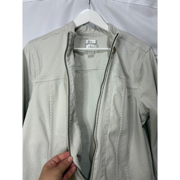 Rare CJ Banks Christopher and Banks Khaki Moto Jacket Size XL - Picture 7 of 11